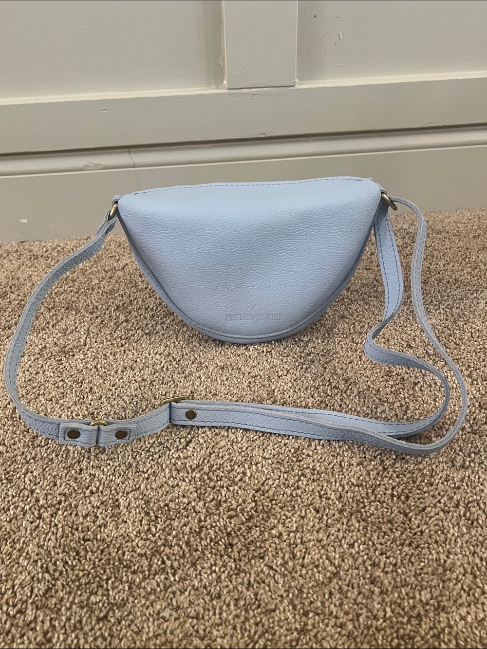 Portland Leather Light Blue Women's Crossbody Saddle Bag